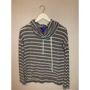 Stripped long sleeve shirt, cowl neck